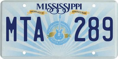 MS license plate MTA289