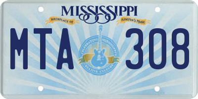 MS license plate MTA308