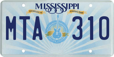 MS license plate MTA310