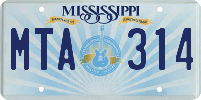 MS license plate MTA314
