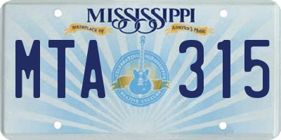 MS license plate MTA315