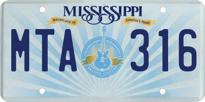 MS license plate MTA316