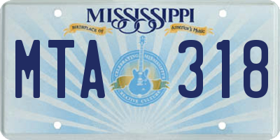 MS license plate MTA318