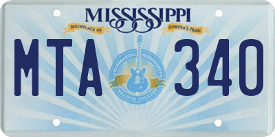 MS license plate MTA340