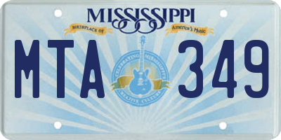 MS license plate MTA349