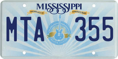 MS license plate MTA355