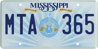MS license plate MTA365