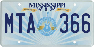 MS license plate MTA366