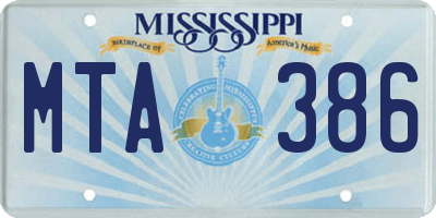 MS license plate MTA386