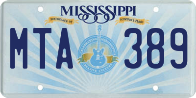 MS license plate MTA389