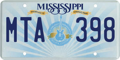MS license plate MTA398