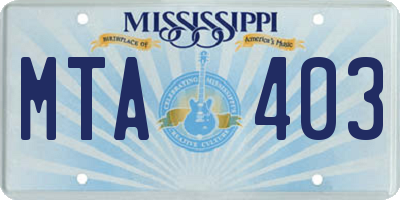 MS license plate MTA403