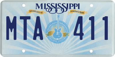 MS license plate MTA411