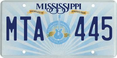 MS license plate MTA445