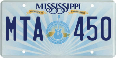 MS license plate MTA450