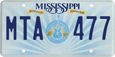 MS license plate MTA477