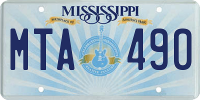 MS license plate MTA490