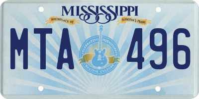 MS license plate MTA496