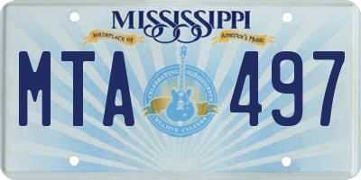 MS license plate MTA497