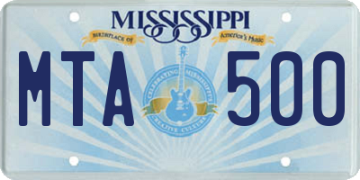 MS license plate MTA500