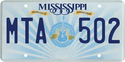 MS license plate MTA502