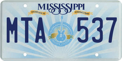 MS license plate MTA537