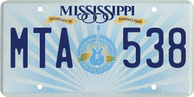 MS license plate MTA538