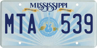 MS license plate MTA539
