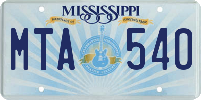 MS license plate MTA540