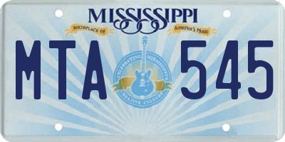 MS license plate MTA545