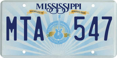 MS license plate MTA547