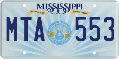 MS license plate MTA553