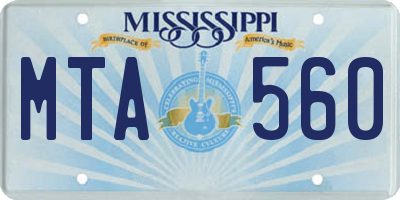 MS license plate MTA560