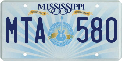 MS license plate MTA580