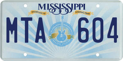 MS license plate MTA604