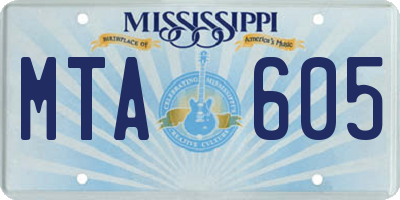 MS license plate MTA605