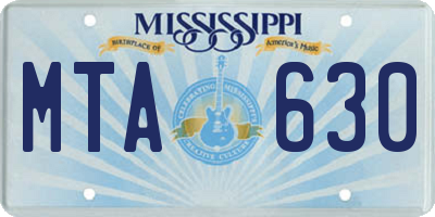 MS license plate MTA630