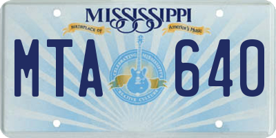MS license plate MTA640