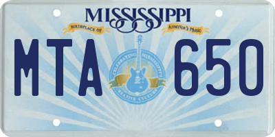 MS license plate MTA650