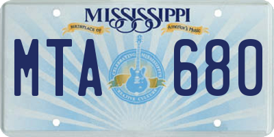 MS license plate MTA680