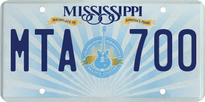 MS license plate MTA700