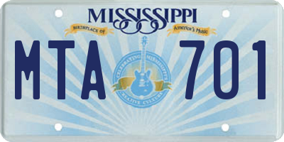 MS license plate MTA701