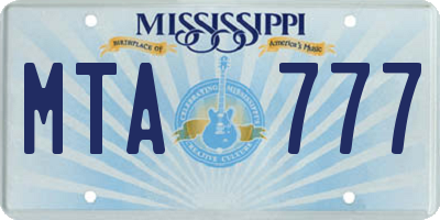 MS license plate MTA777