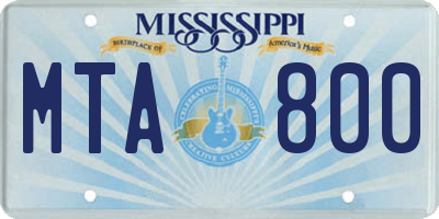 MS license plate MTA800