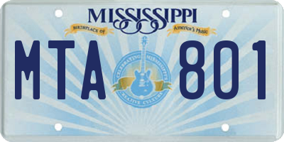 MS license plate MTA801