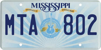 MS license plate MTA802
