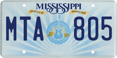 MS license plate MTA805
