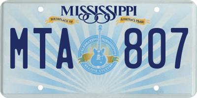 MS license plate MTA807
