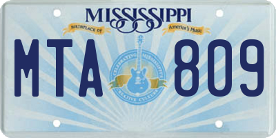 MS license plate MTA809
