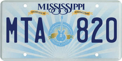 MS license plate MTA820